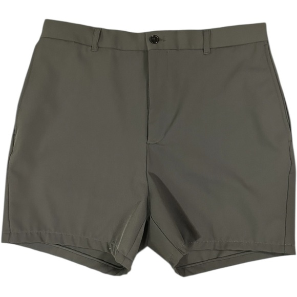 Zara Olive Green Gray Flat Front Shorts Tailored Fit Women’s Size 31W US 10 - Picture 1 of 3